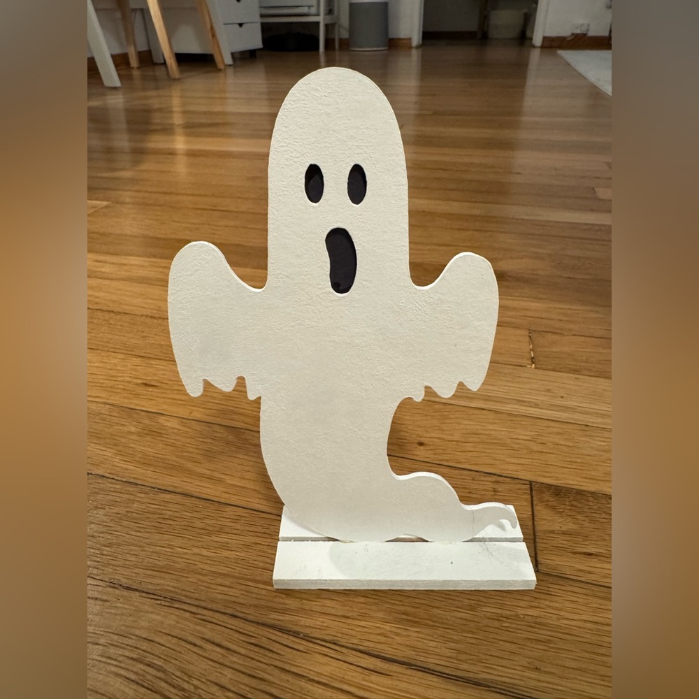 Halloween White Wood Ghost Table Top Decorations